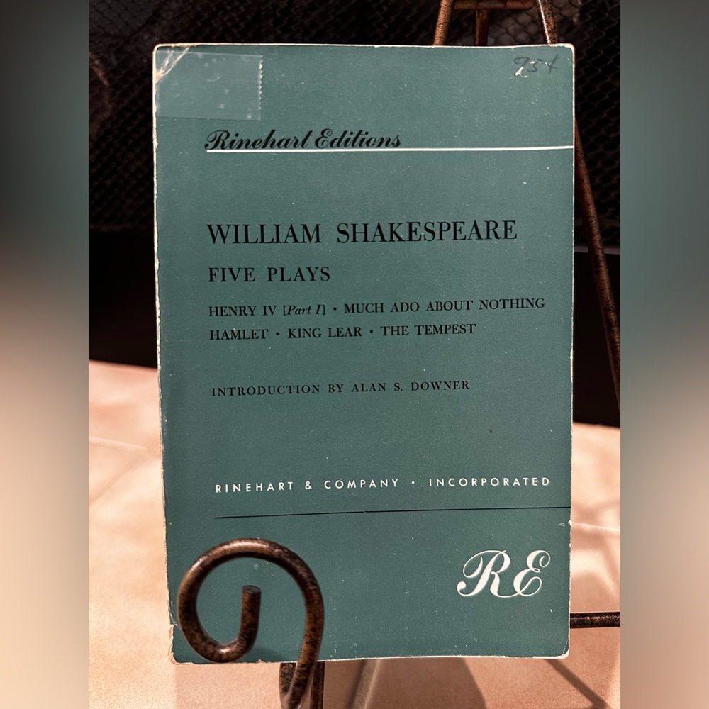 📚William Shakespeare Five Plays paperback 1954 Rinehart Editions